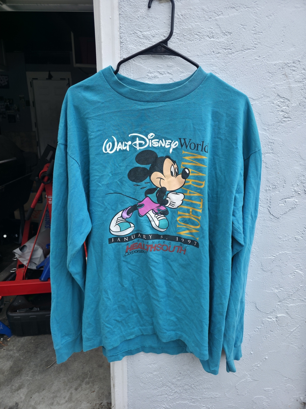 Vintage 90s Single Stitch Walt Disney World Marathon Mickey Long-Sleeve Shirt